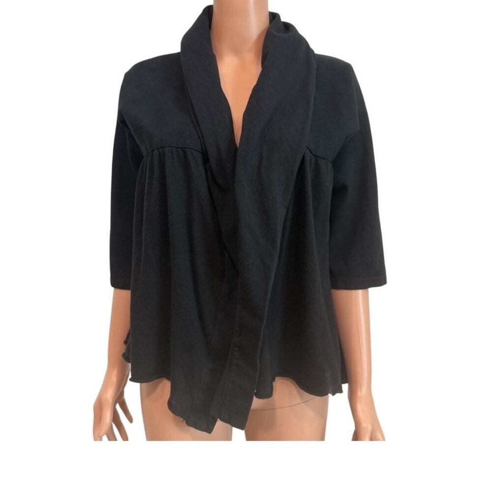 Monrow large 1/2 sleeve open ruffle front sweater cardigan SP2 3258